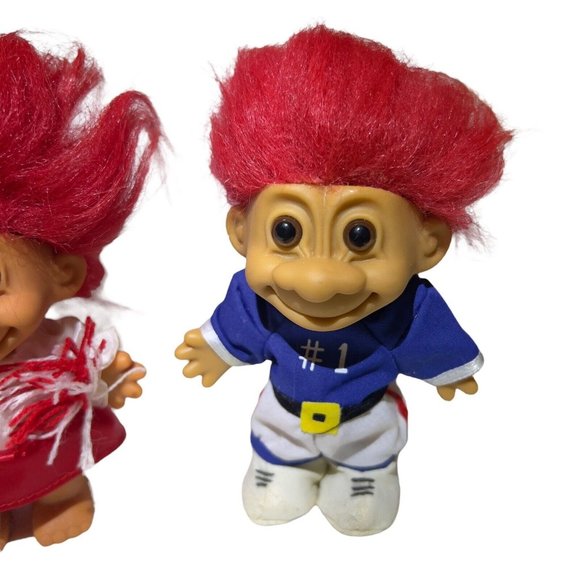 VTG Russ 5” Cheerleader & Football Player Trolls Red Hair Dolls Toys Sports Tall - Picture 3 of 11